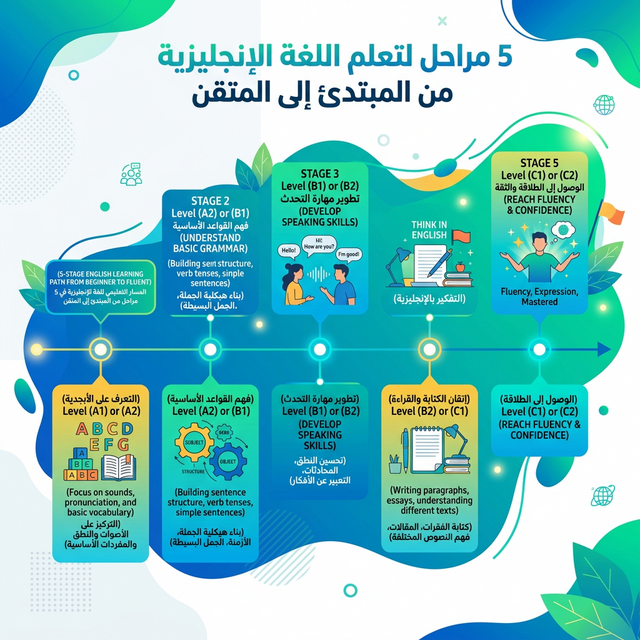 مراحل تعلم اللغة الإنجليزية