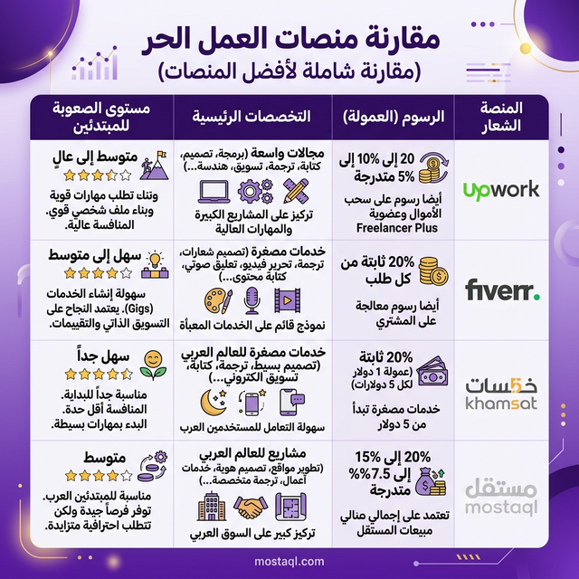 مقارنة منصات العمل الحر