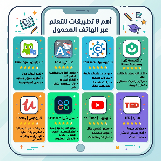 أفضل تطبيقات التعلم عبر الهاتف