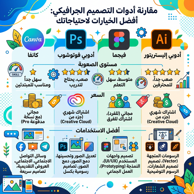 مقارنة أدوات التصميم