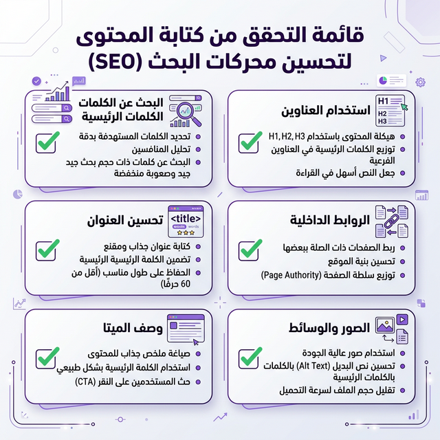 قائمة السيو لكتابة المحتوى