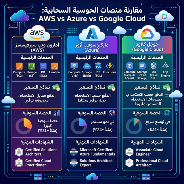 مقارنة منصات السحابة