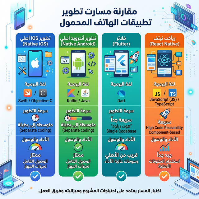 مسارات تطوير تطبيقات الموبايل