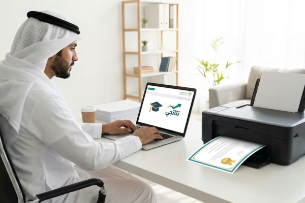صورة توضيحية لـ كيفية استخراج شهادة بدل فاقد وطباعة الشهادات الرقمية عبر نظام نتائجي (دليل شامل)